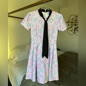 Pusheen x Unique Vintage Fit & Flare Dress Size S Lavender & Black Ultra Rare